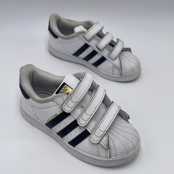 Adidas White and Black Velcro Sneakers Size US 10K - Picture 3 of 9